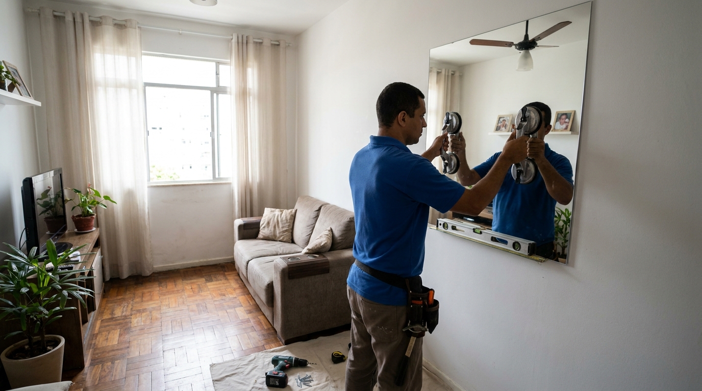 Espelho sob medida com parquet em Macaé-RJ