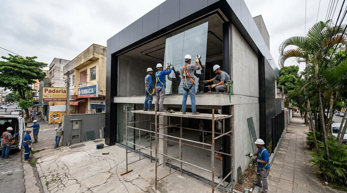 Fachada preta moderna em Macaé-RJ